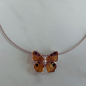 Amber Butterfly Brooch/ Pendant in Sterling Silver