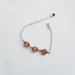 Sterling Silver and Amber Bracelet. Chain style.