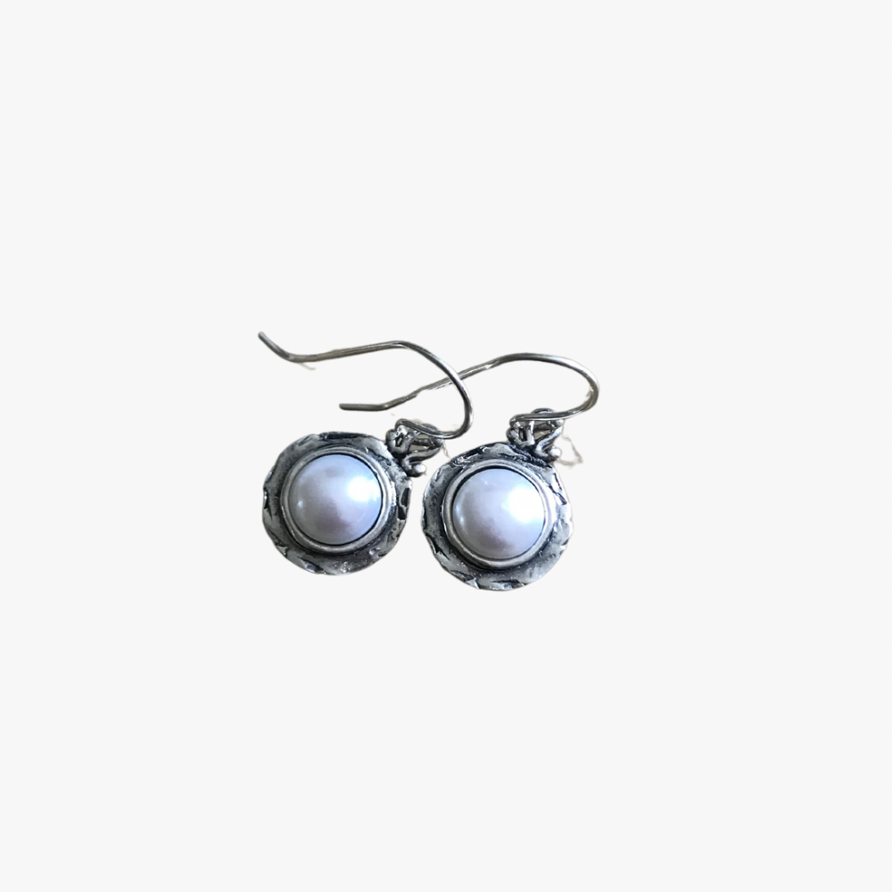 Pearl & Silver Drop Earrings