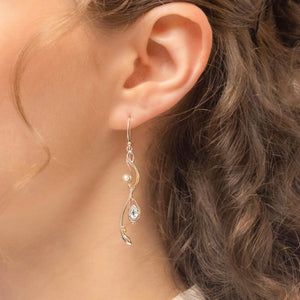 Blue Topaz and Pearl Drop Earring