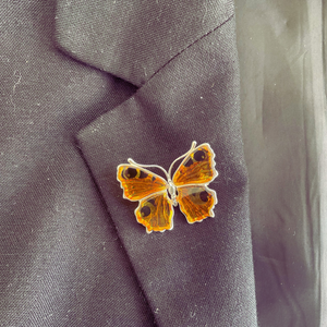 Amber Butterfly Brooch/ Pendant in Sterling Silver