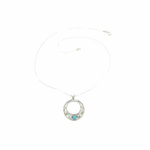 Sterling Silver and Opaline Round Pendant - N5556