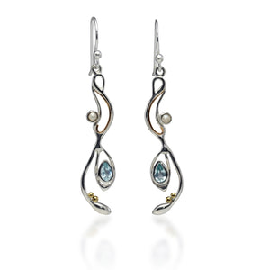 Blue Topaz and Pearl Drop Earring