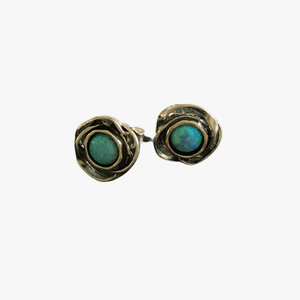 Opaline & Silver Twirly Stud Earrings
