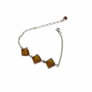 Sterling Silver and Amber Bracelet. Chain style.