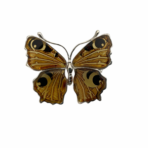 Amber Butterfly Brooch/ Pendant in Sterling Silver