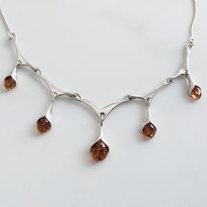 Sterling Silver and Amber Necklace