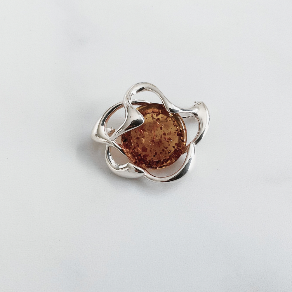 Sterling silver amber brooch 2024 and ring