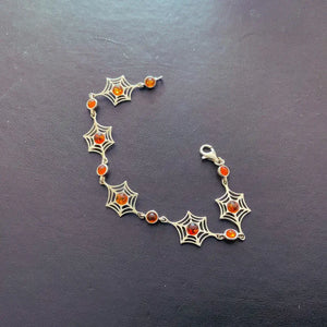 Spiders Web Sterling Silver and Amber Bracelet