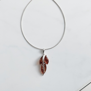 Designer Sterling Silver and Amber Pendant