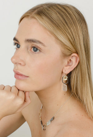 Sterling Silver 3 Tone Hand Crafted Drop Earrings