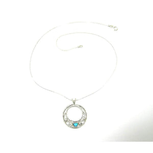 Sterling Silver and Opaline Round Pendant - N5556