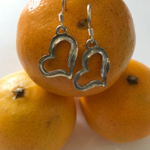 Sterling Silver Heart Drop Earrings